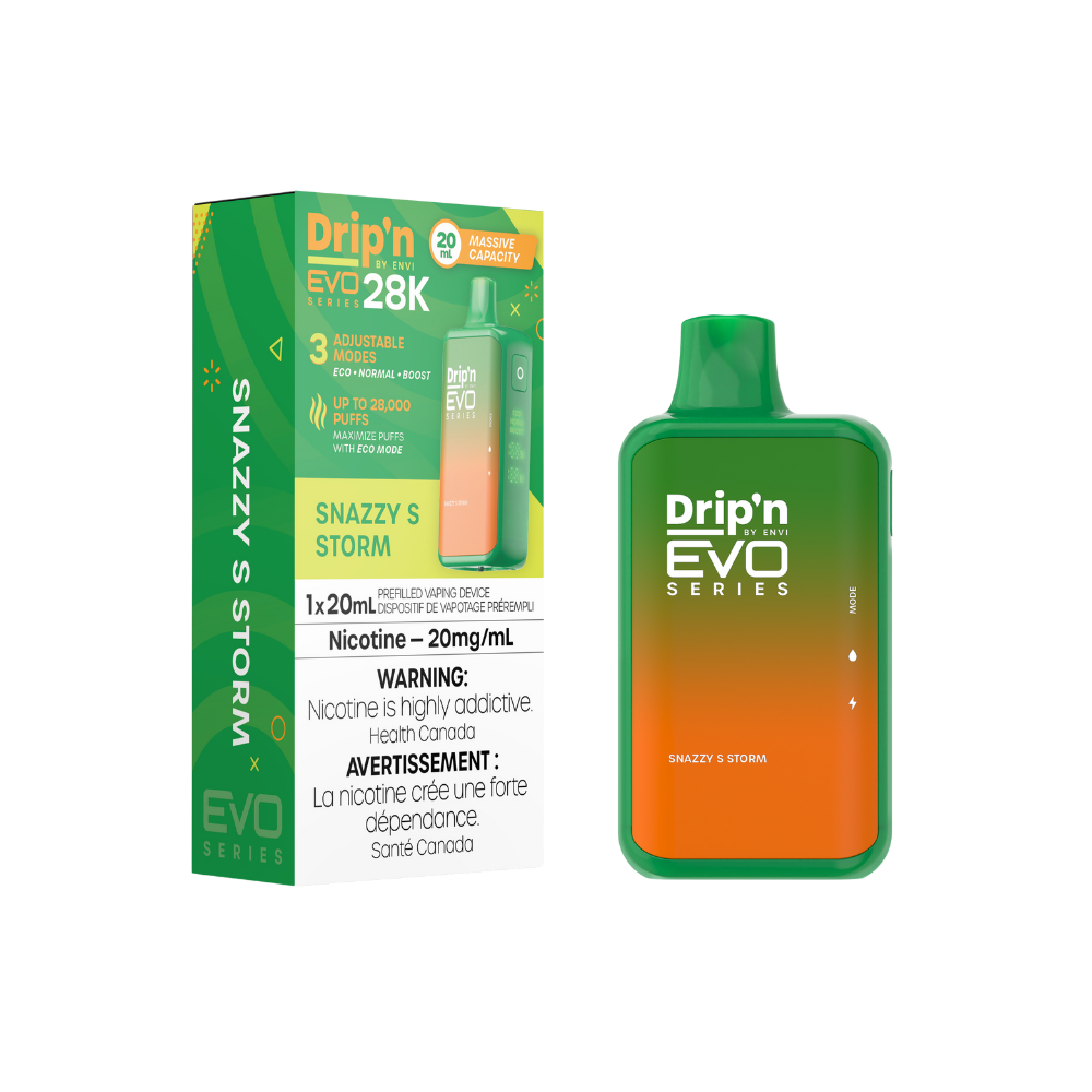 Dripin Evo 28k Puffs Snazzy' S Strom Adjustable Wattage Rechargeable Disposable Vape 20Mg
