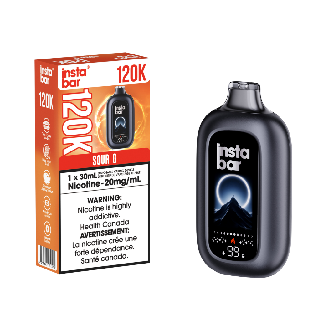 Insta Bar 120K - Vape jetable rechargeable Sour G 20 mg