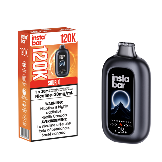 Insta Bar 120K - Sour G Rechargeable Disposable Vape 20Mg