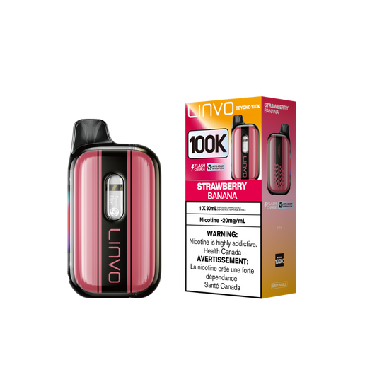 Linvo Beyond 100K - Strawberry Banana Adjustable Wattage Rechargeable Disposable Vape 20Mg