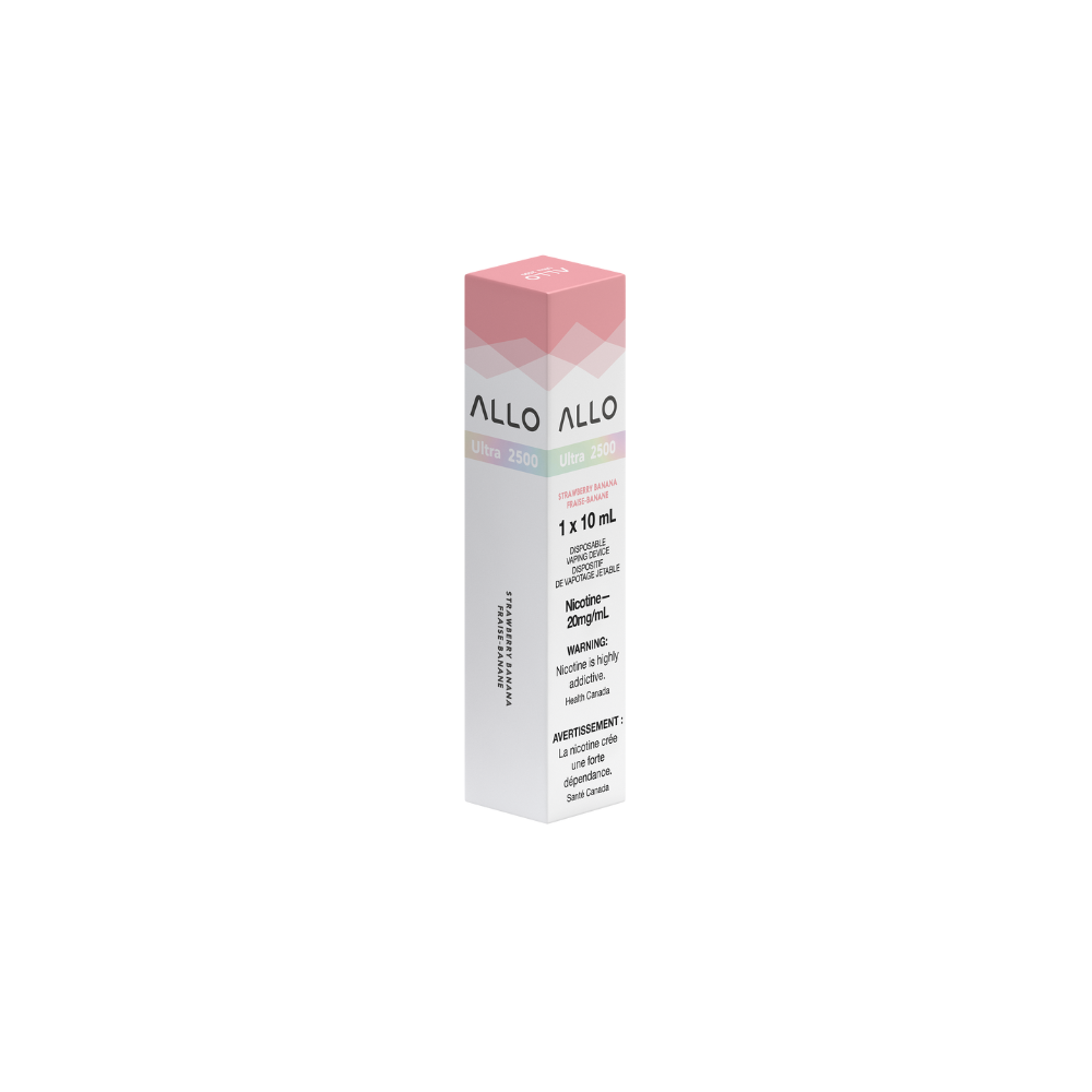 Allo Ultra 2500 Puffs Strawberry Banana Rechargeable Disposable Vape 20Mg