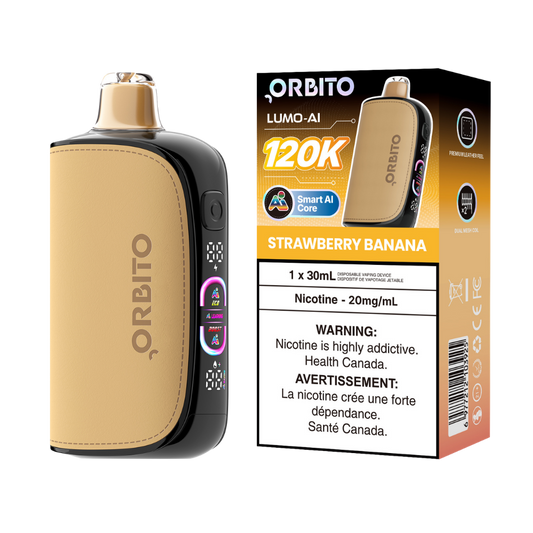 Orbito Lumo AI 120 000 bouffées Vape jetable rechargeable Fraise Banane 20 mg