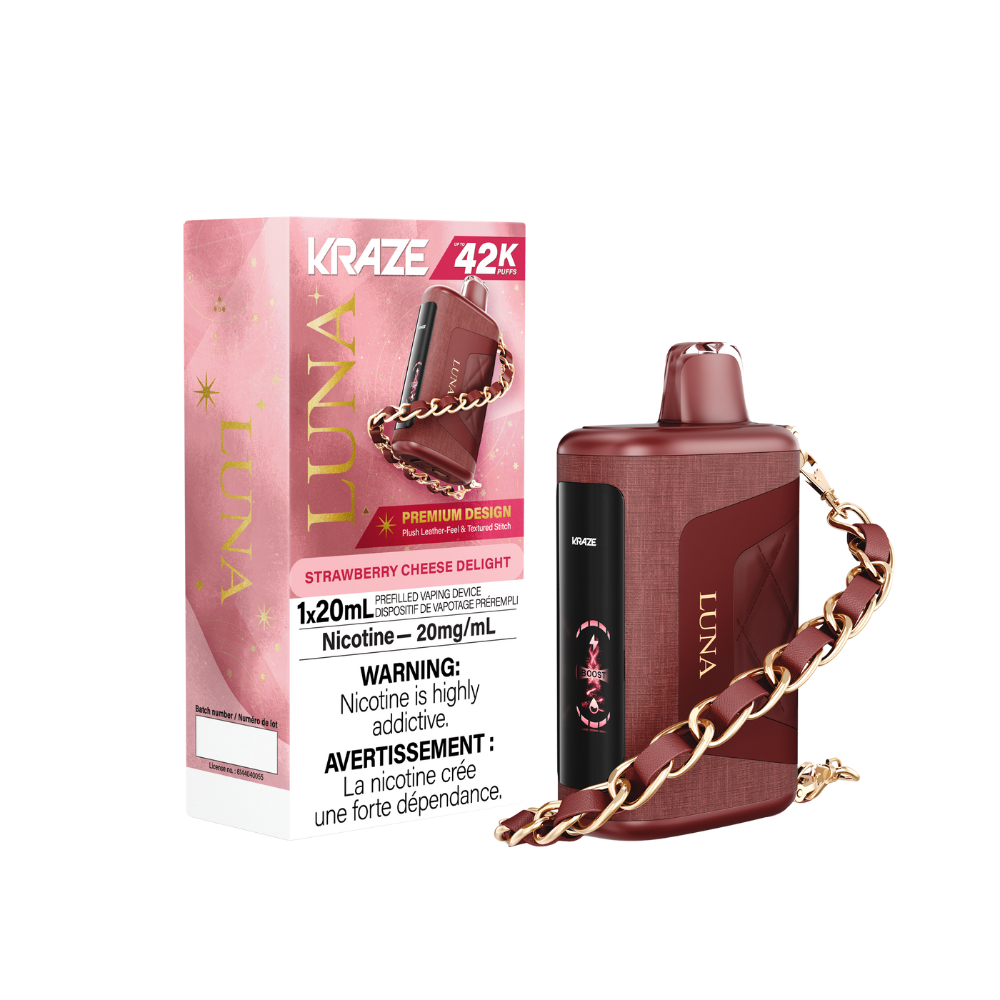 Kraze Luna 42K Puffs Strawberry Cheese Delight Rechargeable Disposable Vape 20Mg
