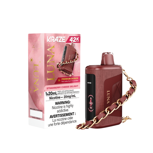Kraze Luna 42K Puffs Strawberry Cheese Delight Rechargeable Disposable Vape 20Mg