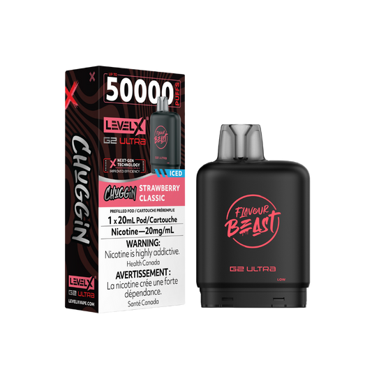 Flavour Beast Level X G2 Ultra 50K (Prefilled Pods) - Strawberry Classic Iced