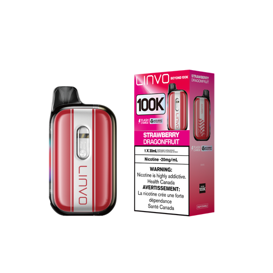 Linvo Beyond 100K - Strawberry Dragonfruit Adjustable Wattage Rechargeable Disposable Vape 20Mg