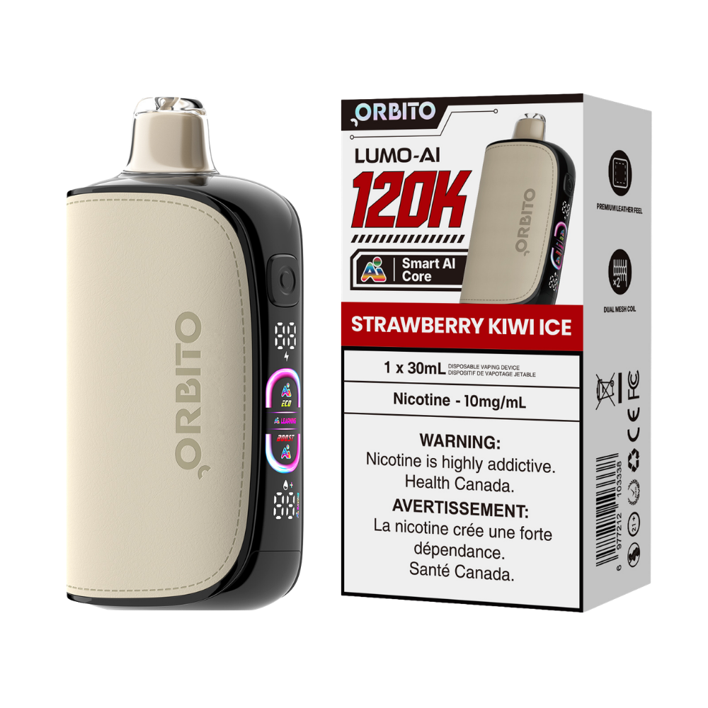 Orbito Lumo AI 120 000 bouffées Fraise Kiwi Glacé Vape jetable rechargeable 10 mg