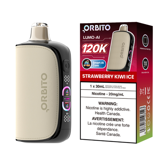 Orbito Lumo AI 120k bouffées Vape jetable rechargeable Fraise Kiwi Glacé 20 mg