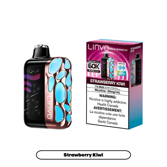 Linvo Rave 60000 Puffs - Strawberry Kiwi Rechargeable Disposable Vape 20Mg