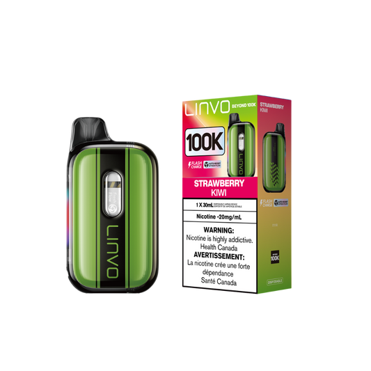 Linvo Beyond 100K - Strawberry Kiwi Adjustable Wattage Rechargeable Disposable Vape 20Mg
