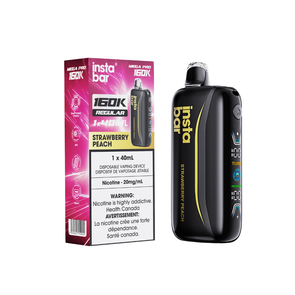 Insta Bar 160K - Strawberry Peach Rechargeable Disposable Vape 20Mg