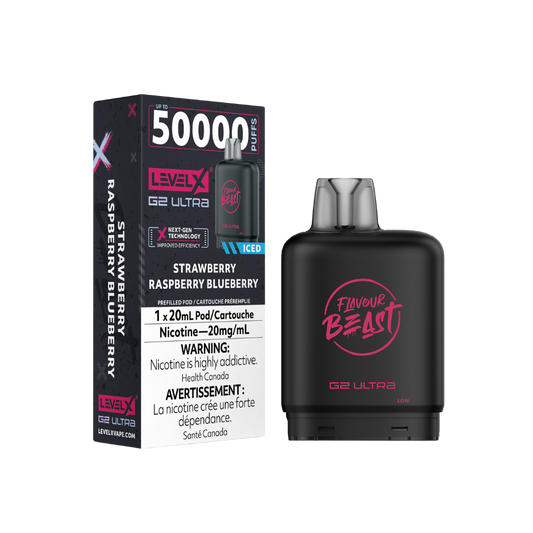 Flavour Beast Level X G2 Ultra 50K (Prefilled Pods) -  Strawberry Raspberry Blueberry Iced