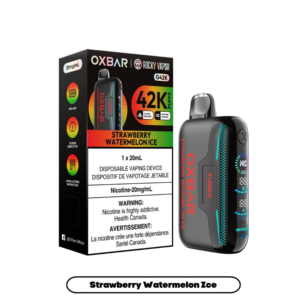 Oxbar Rocky Vapor G42k Strawberry Watermelon 42K Puffs Adjustable Nicotine Rechargeable Disposable Vape 20Mg