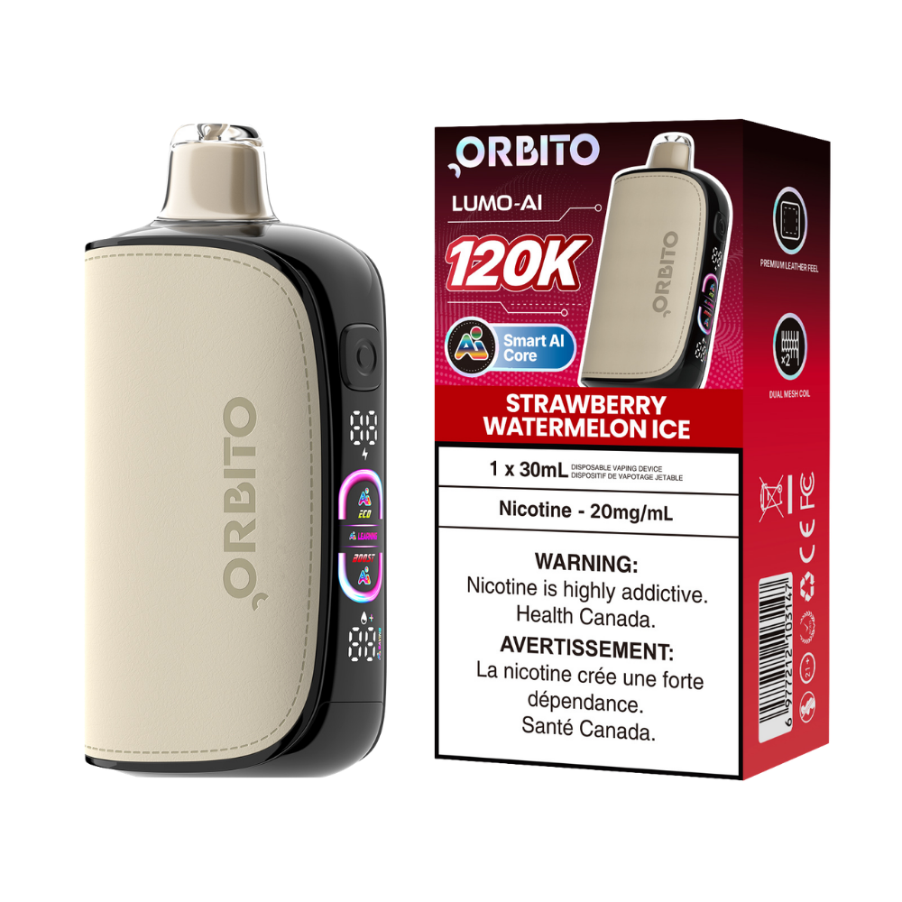 Orbito Lumo AI 120k bouffées Fraise Pastèque Glacée Vape jetable rechargeable 20 mg