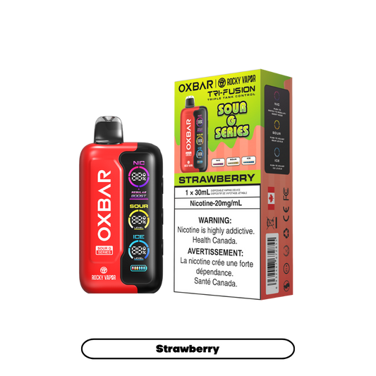 Oxbar Rocky Vapor Tri Fusion 70K bouffées - Vape jetable rechargeable Fraise G acidulée 20Mg