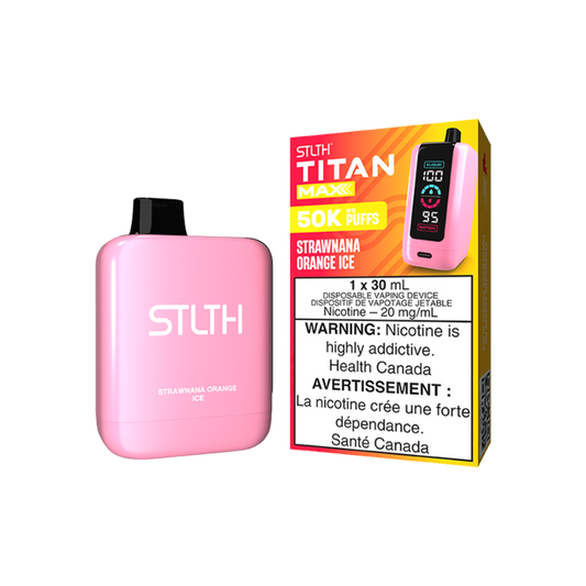 STLTH Titan Max 50K bouffées Vape jetable rechargeable Glace à l'orange Strawnana 20 mg