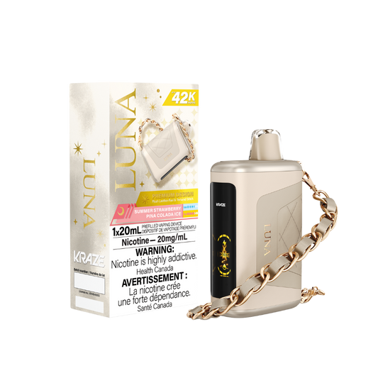 Kraze Luna 42K Puffs Summer Strawberry Pina Colada Ice Rechargeable Disposable Vape 20Mg