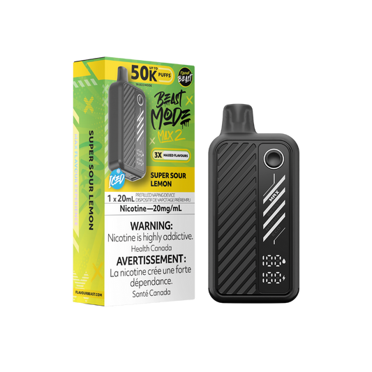 Flavour Beast Mode Max 2 50K Puffs Super Sour Lemon Iced  Rechargeable Disposable Vape 20Mg