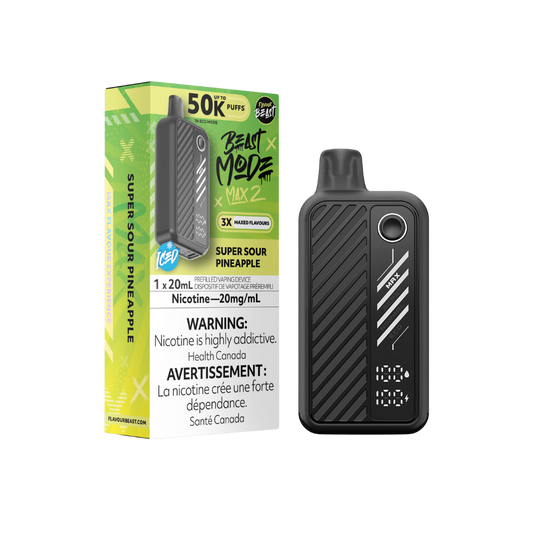Flavour Beast Mode Max 2 50K Puffs Super Sour Pineapple Iced  Rechargeable Disposable Vape 20Mg