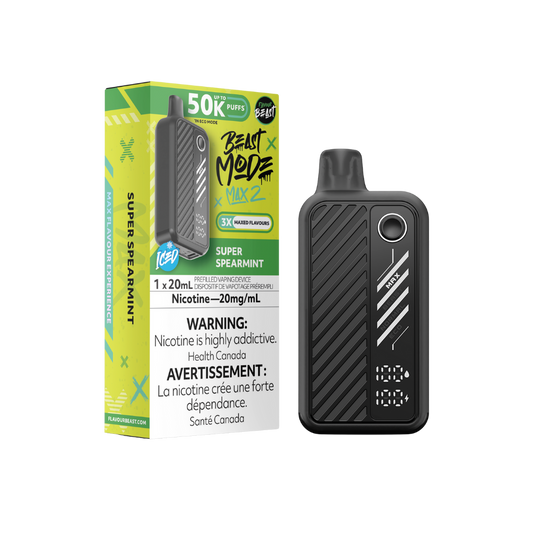Flavour Beast Mode Max 2 50K Puffs Super Spearmint Iced  Rechargeable Disposable Vape 20Mg