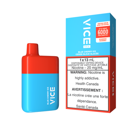 Vice Box 6000 Blue Cherry Ice Rechargeable Disposable Vape 20Mg