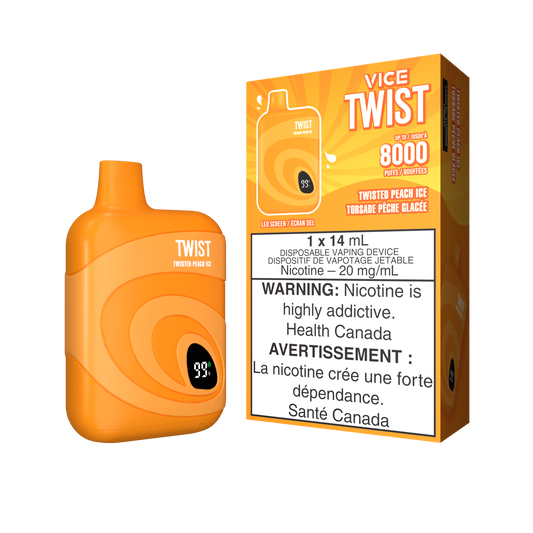 Vice Twist 8K Puffs Twisted Peach Ice Rechargeable Disposable Vape 20Mg