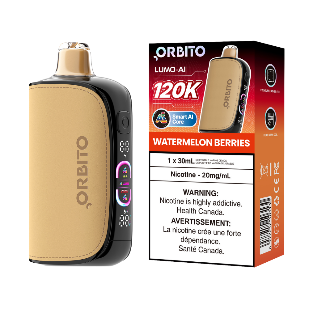 Orbito Lumo AI 120k Puffs Watermelon Berries Rechargeable Disposable Vape 20Mg