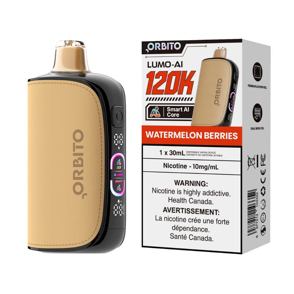Orbito Lumo AI 120 000 bouffées Vape jetable rechargeable Pastèque Baies 10 mg