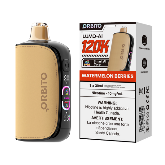 Orbito Lumo AI 120 000 bouffées Vape jetable rechargeable Pastèque Baies 10 mg