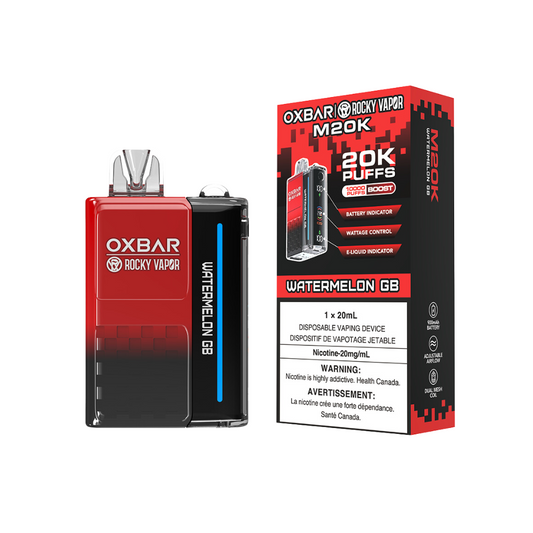 Oxbar Rocky Vapor M20K 20K Puffs Pastèque GB Vapeur jetable rechargeable à puissance réglable 20 mg