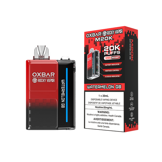 Oxbar Rocky Vapor M20K 20K Puffs Pastèque GB Vapeur jetable rechargeable à puissance réglable 20 mg