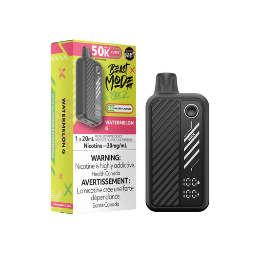 Flavour Beast Mode Max 2 50K Puffs Watermelon G  Rechargeable Disposable Vape 20Mg