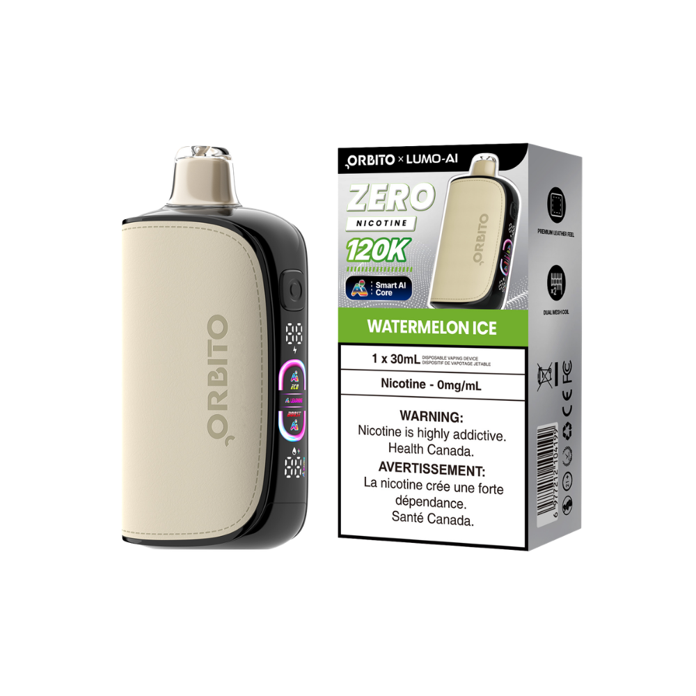 Cigarette électronique jetable rechargeable Orbito Lumo AI 120k bouffées pastèque glacée 0 mg