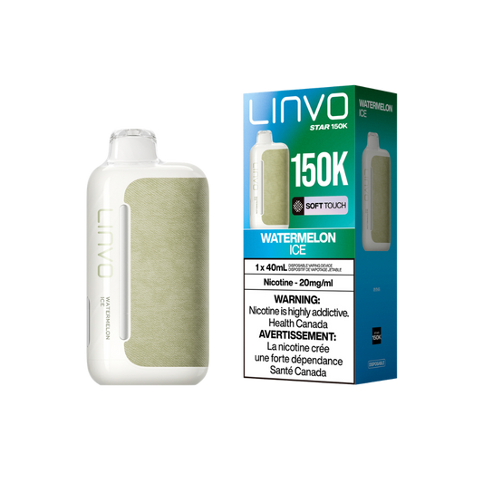 Vape jetable rechargeable Linvo Star 150K bouffées, pastèque glacée, 20 mg