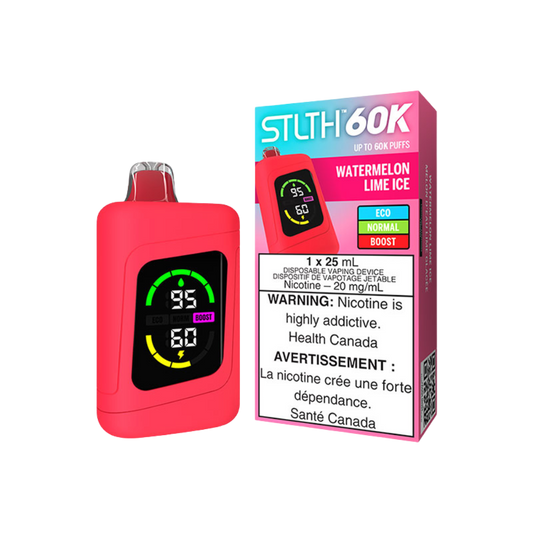 STLTH 60K Puffs - Watermelon Lime Ice Rechargeable Disposable Vape 20Mg