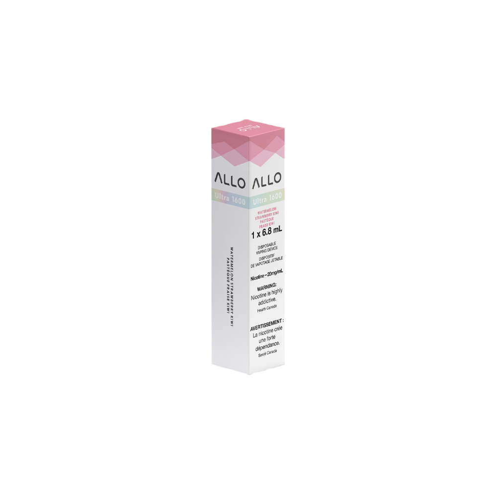 Allo Ultra 1600 Puffs Watermelon Strawberry Kiwi Rechargeable Disposable Vape 20Mg