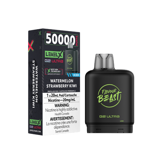 Flavour Beast Level X G2 Ultra 50K (Prefilled Pods) - Watermelon Strawberry Kiwi Iced