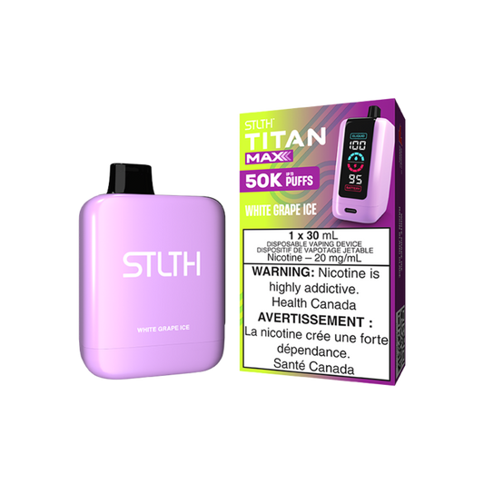 STLTH Titan Max 50K bouffées Vape jetable rechargeable Glace au raisin blanc et au melon 20 mg