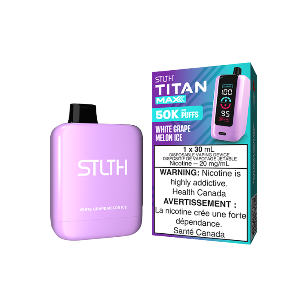 STLTH Titan Max 50K bouffées Vape jetable rechargeable - Glace au raisin blanc et au melon 20 mg