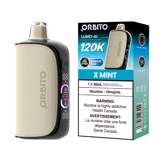 Orbito Lumo AI 120 000 bouffées X Menthe Vape jetable rechargeable 20 mg