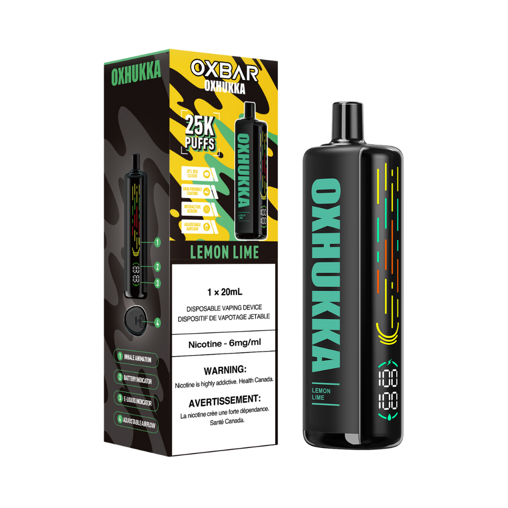 Oxbar Oxhukka 25K Puffs Lemon Lime Rechargeable Disposable 20Mg