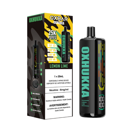 Oxbar Oxhukka 25K Puffs Lemon Lime Rechargeable Disposable 20Mg